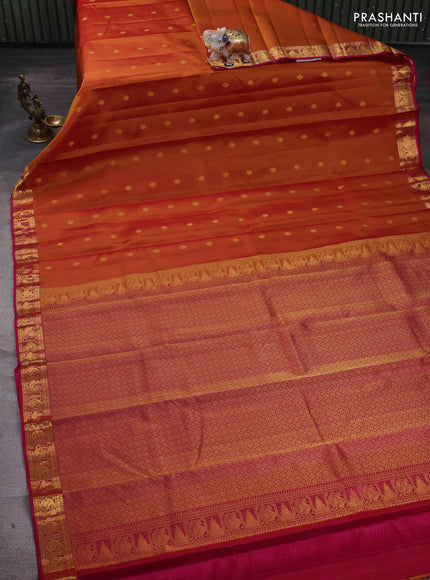 Mustard Yellow & Pink Pure Kanchipuram Silk - Buttas