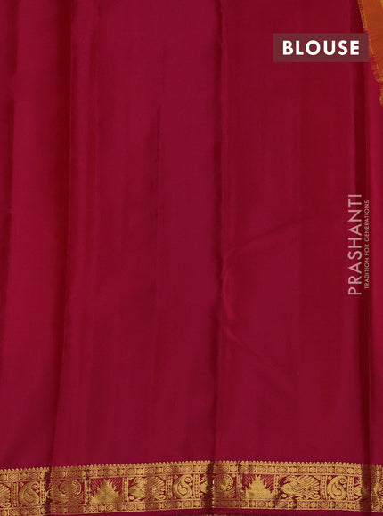 Mustard Yellow & Pink Pure Kanchipuram Silk - Buttas
