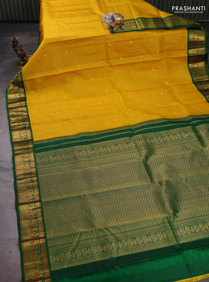 Yellow & Green Pure Kanchipuram Silk - Checks