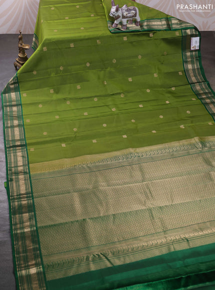 Lime Green & Green Pure Kanchipuram Silk - Vairaosi