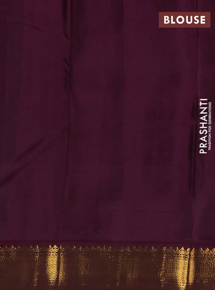 Pastel Green & Wine Pure Kanchipuram Silk - Checks