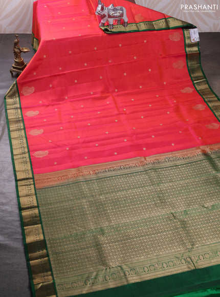 Orange & Green Pure Kanchipuram Silk - Buttas