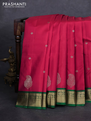 Red & Green Pure Kanchipuram Silk - Buttas