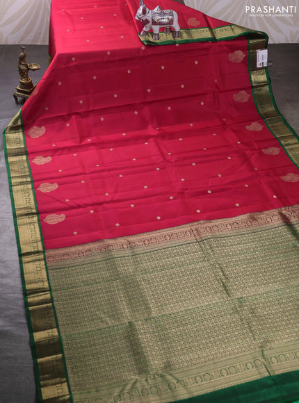 Red & Green Pure Kanchipuram Silk - Buttas