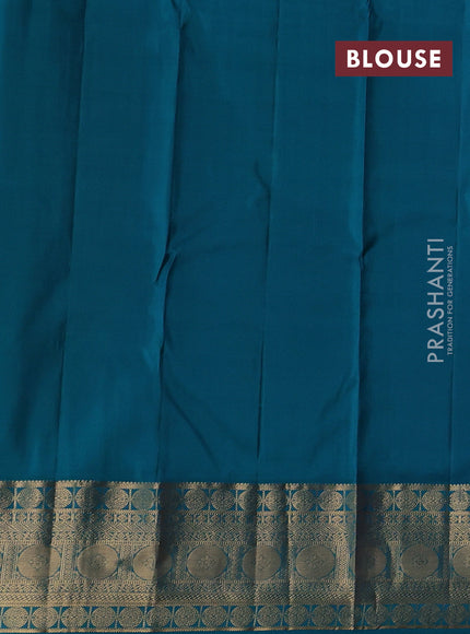 Magenta Pink & Teal Blue Pure Kanchipuram Silk - 1000 Buttas