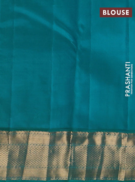 Pink & Teal Green Pure Kanchipuram Silk - Buttas