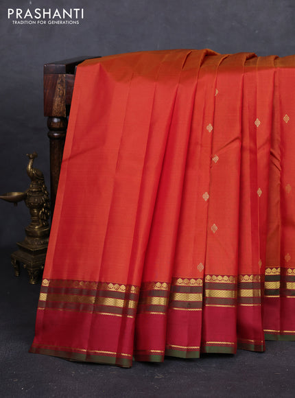 Rust & Red Pure Kanchipuram Silk - Buttas