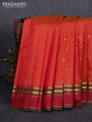 Rust & Red Pure Kanchipuram Silk - Buttas