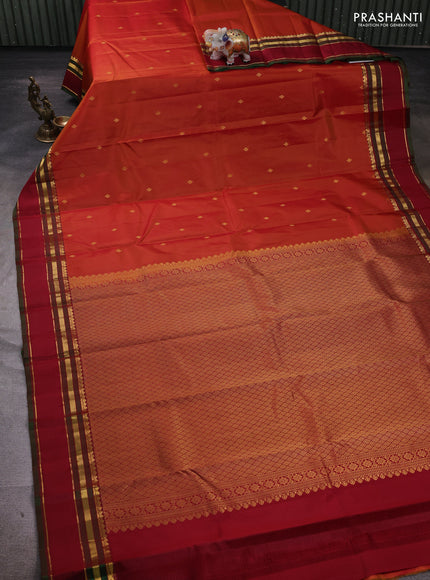 Rust & Red Pure Kanchipuram Silk - Buttas