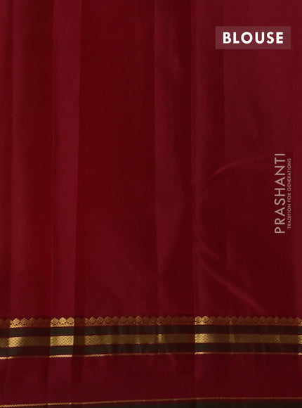 Mustard Green & Red Pure Kanchipuram Silk - Buttas