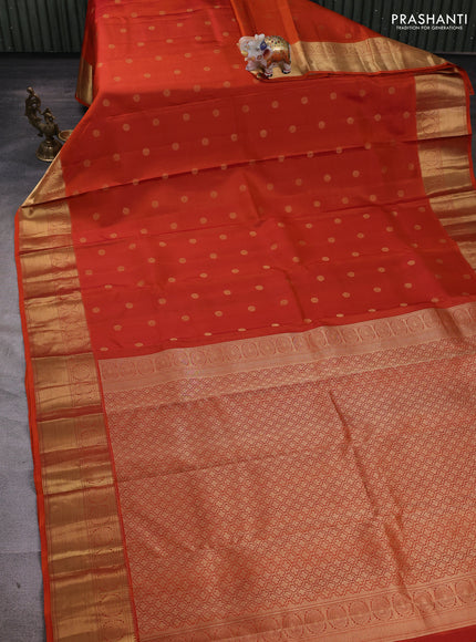 Rust Pure Kanchipuram Silk - Buttas