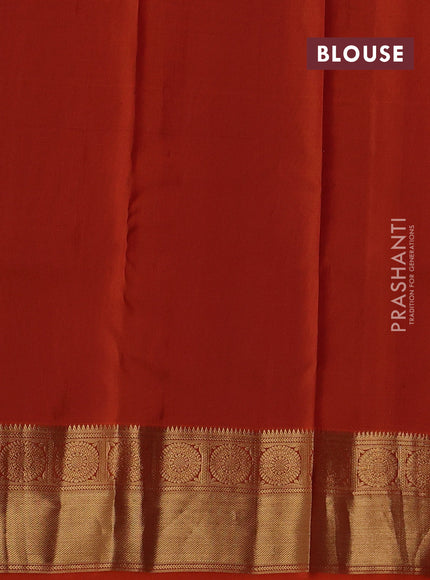Rust Pure Kanchipuram Silk - Buttas