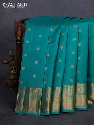 Teal Green Pure Kanchipuram Silk - Buttas