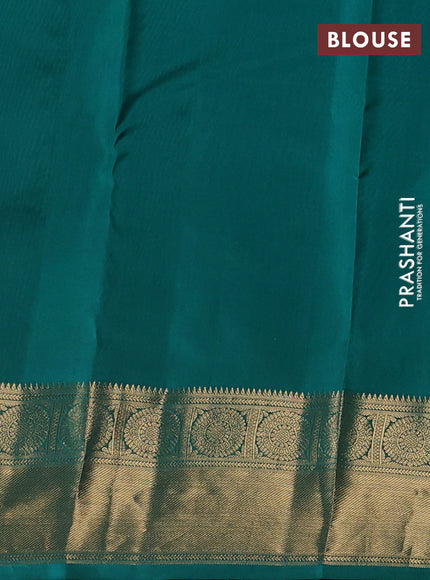 Teal Green Pure Kanchipuram Silk - Buttas