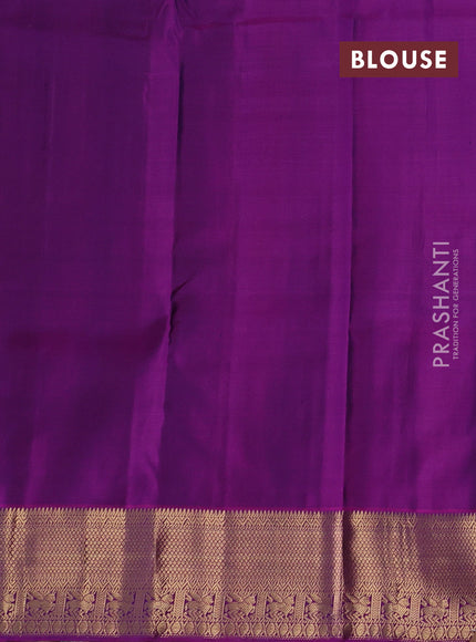 Blue & Magenta Pink Pure Kanchipuram Silk - Buttas