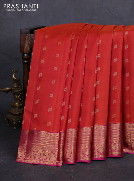 Orange & Pink Pure Kanchipuram Silk - Buttas