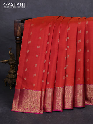 Orange & Pink Pure Kanchipuram Silk - Buttas