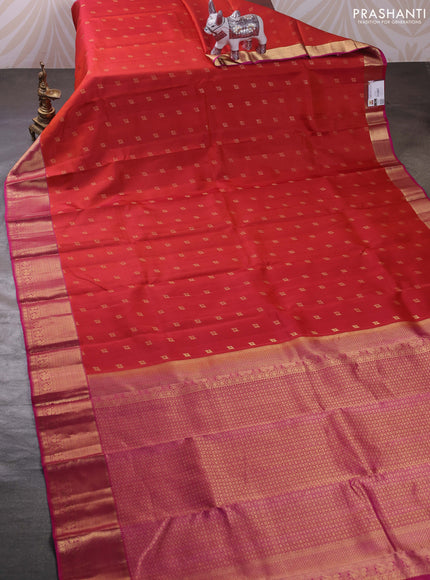 Orange & Pink Pure Kanchipuram Silk - Buttas
