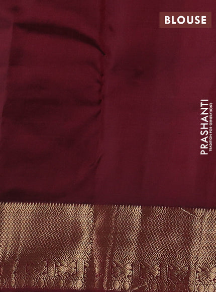 Mustard Yellow & Maroon Pure Kanchipuram Silk - Buttas