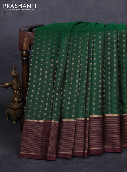Bottle Green & Coffee Brown Pure Kanchipuram Silk - 1000 Buttas