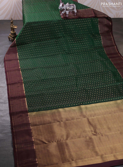 Bottle Green & Coffee Brown Pure Kanchipuram Silk - 1000 Buttas