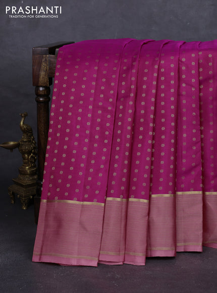 Magenta Pink & Peach Pink Pure Kanchipuram Silk - 1000 Buttas