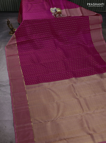 Magenta Pink & Peach Pink Pure Kanchipuram Silk - 1000 Buttas