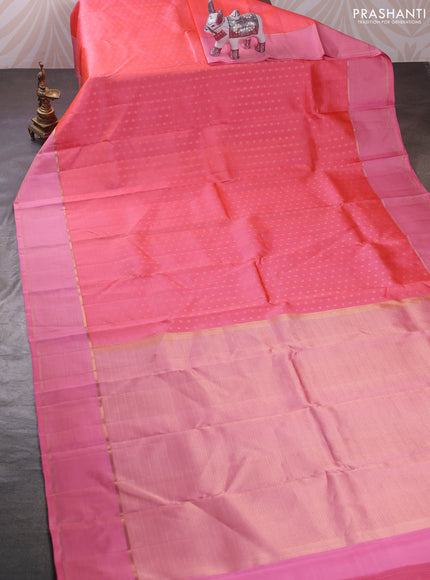 Peach Orange & Peach Pink Pure Kanchipuram Silk - 1000 Buttas