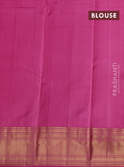 Peach Orange & Pink Pure Kanchipuram Silk - Checks