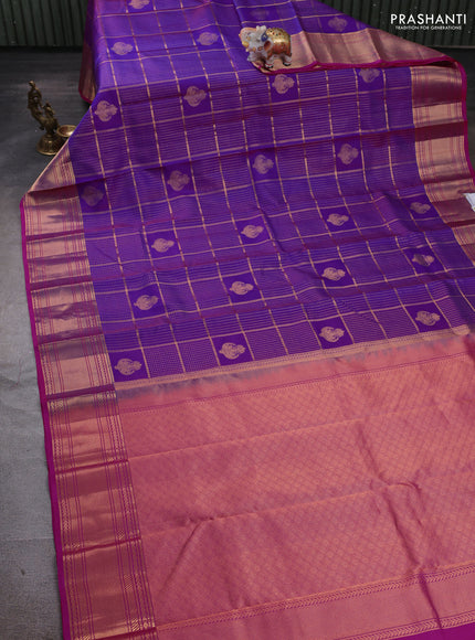 Purple & Pink Pure Kanchipuram Silk - Checks