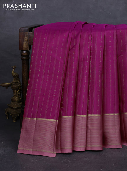 Magenta Pink & Onion Pink Pure Kanchipuram Silk - Buttas