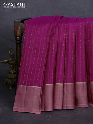 Magenta Pink & Onion Pink Pure Kanchipuram Silk - Buttas