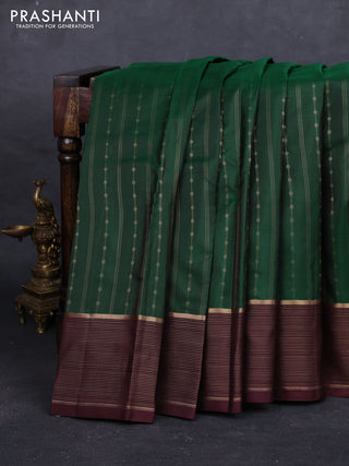 Green & Coffee Brown Pure Kanchipuram Silk - Buttas