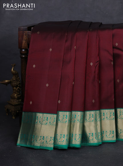 Maroon & Green Pure Kanchipuram Silk - Buttas
