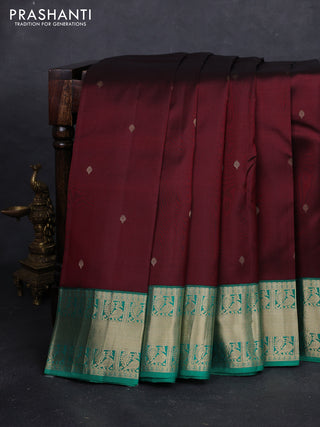 Maroon & Green Pure Kanchipuram Silk - Buttas
