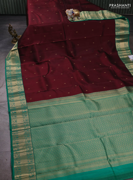 Maroon & Green Pure Kanchipuram Silk - Buttas