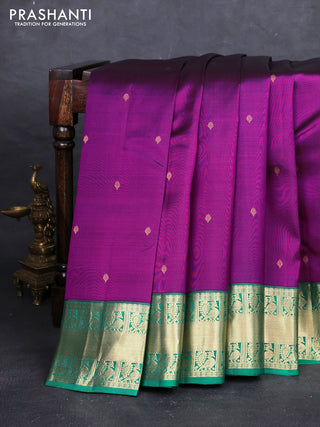 Magenta Pink & Green Pure Kanchipuram Silk - Buttas