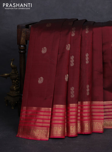 Maroon & Pink Pure Kanchipuram Silk - Buttas