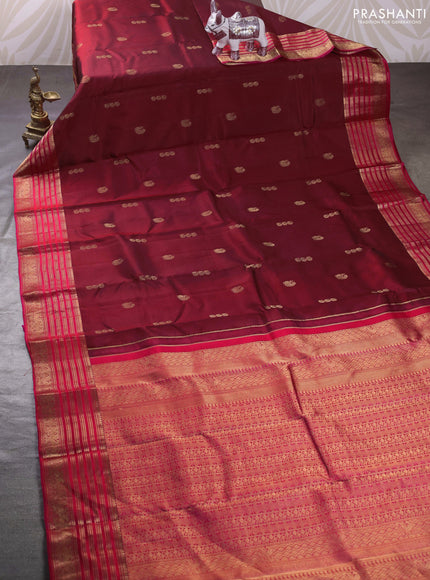 Maroon & Pink Pure Kanchipuram Silk - Buttas