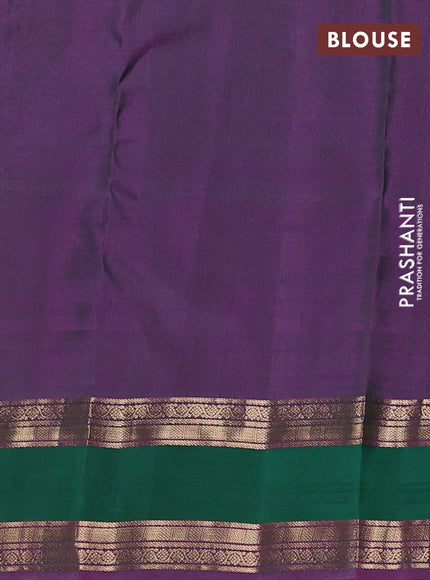 Bottle Green & Magenta Pink Pure Kanchipuram Silk - Buttas