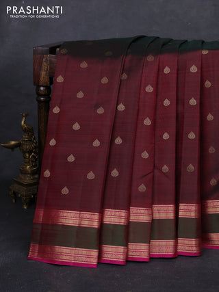 Maroon & Pink Pure Kanchipuram Silk - Buttas