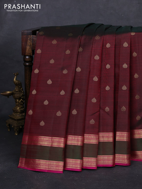 Maroon & Pink Pure Kanchipuram Silk - Buttas