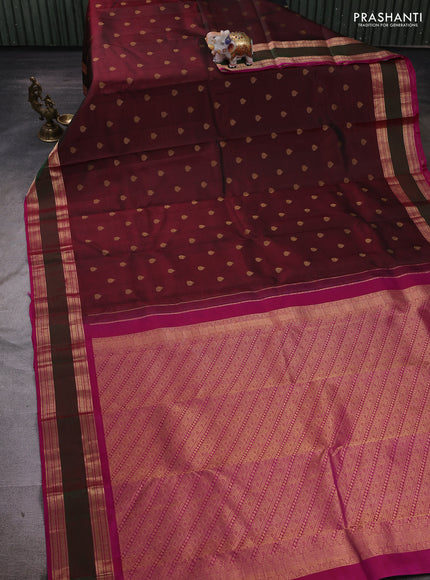 Maroon & Pink Pure Kanchipuram Silk - Buttas