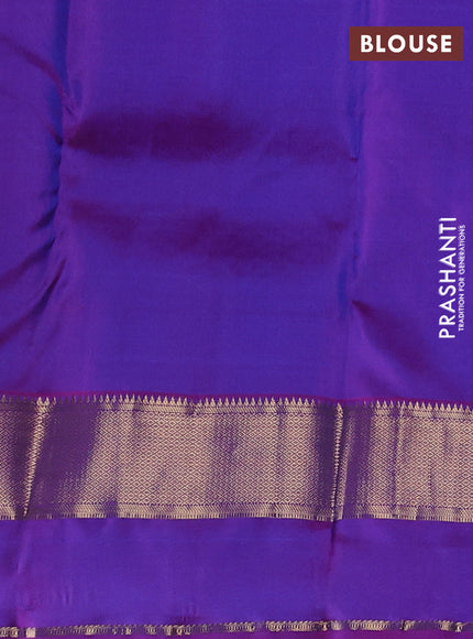 Teal Blue & Purple Pure Kanchipuram Silk - Buttas