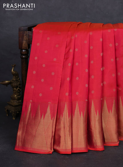 Peach Orange Pure Kanchipuram Silk - Buttas