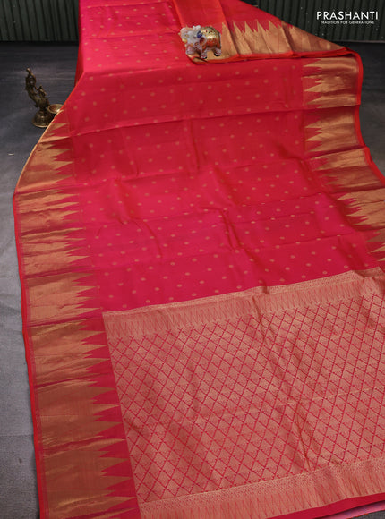 Peach Orange Pure Kanchipuram Silk - Buttas