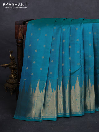 Teal Green Pure Kanchipuram Silk - Buttas