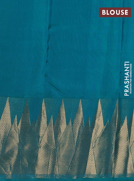 Teal Green Pure Kanchipuram Silk - Buttas