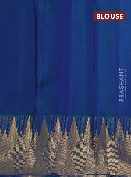 Teal Blue Pure Kanchipuram Silk - Buttas