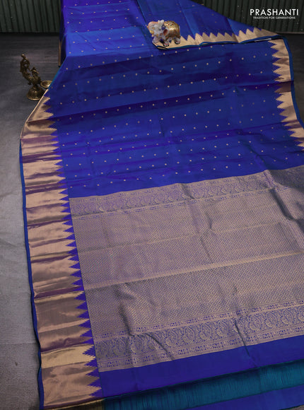 Blue Pure Kanchipuram Silk - Buttas